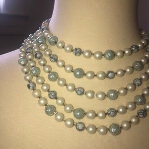 🖤🖤Vintage Blue & Pearl beaded Necklace